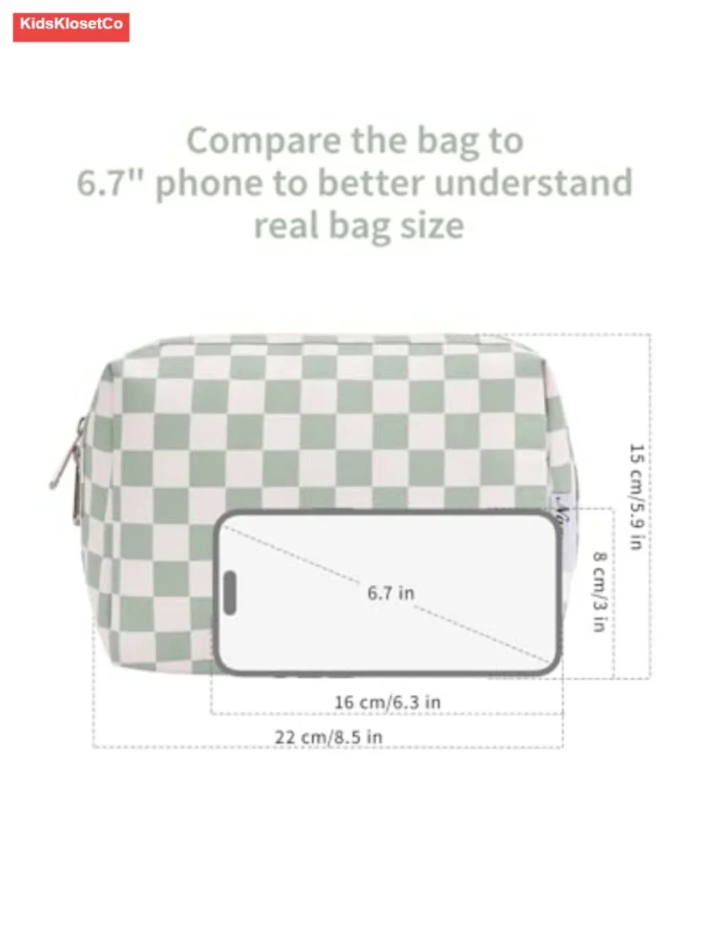 Large Checkered Makeup Bag Travel Cosmetic Organizer Toiletry with Compartments